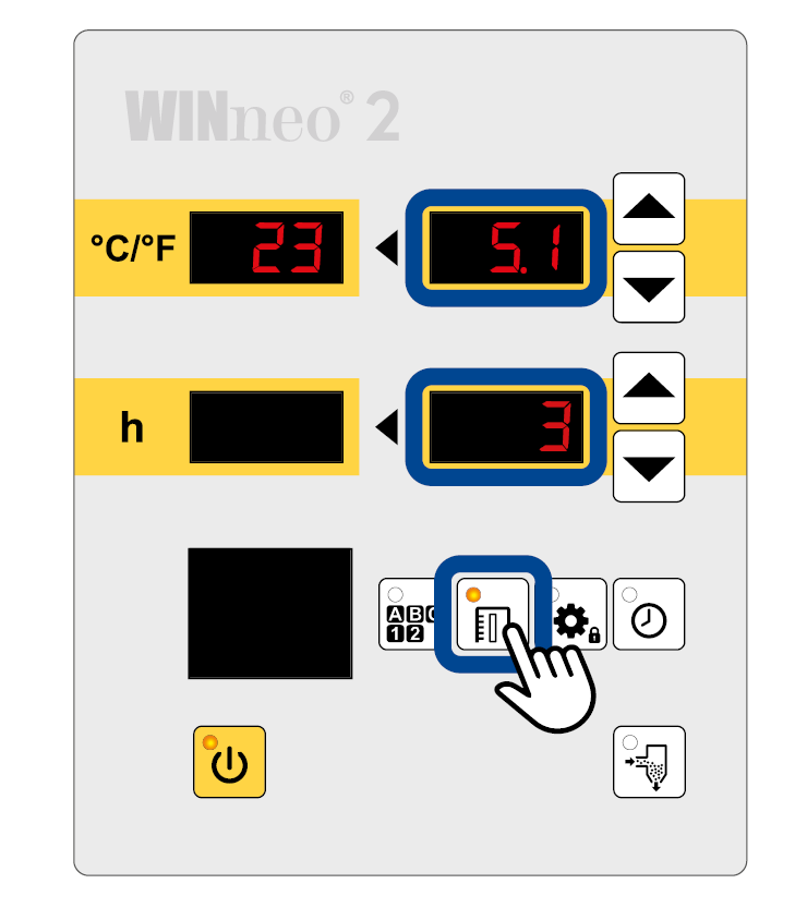 WINneo2 control panel Filling level calculator