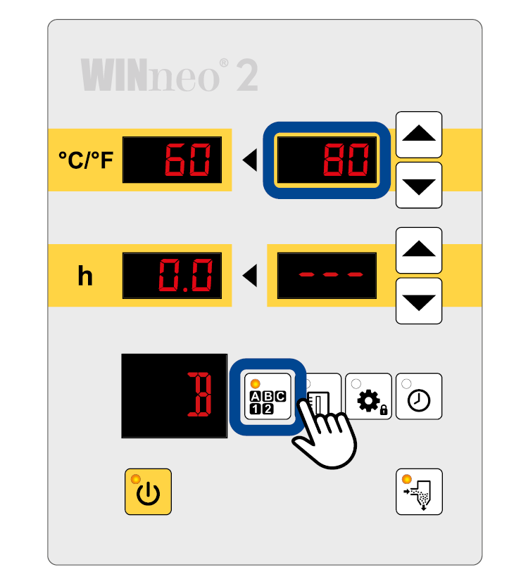 WINneo2 control panel Quick dial of drying programs